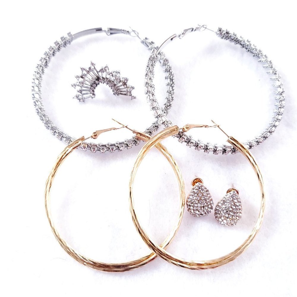 4 Sets of Pierced Earrings Hoops Studs